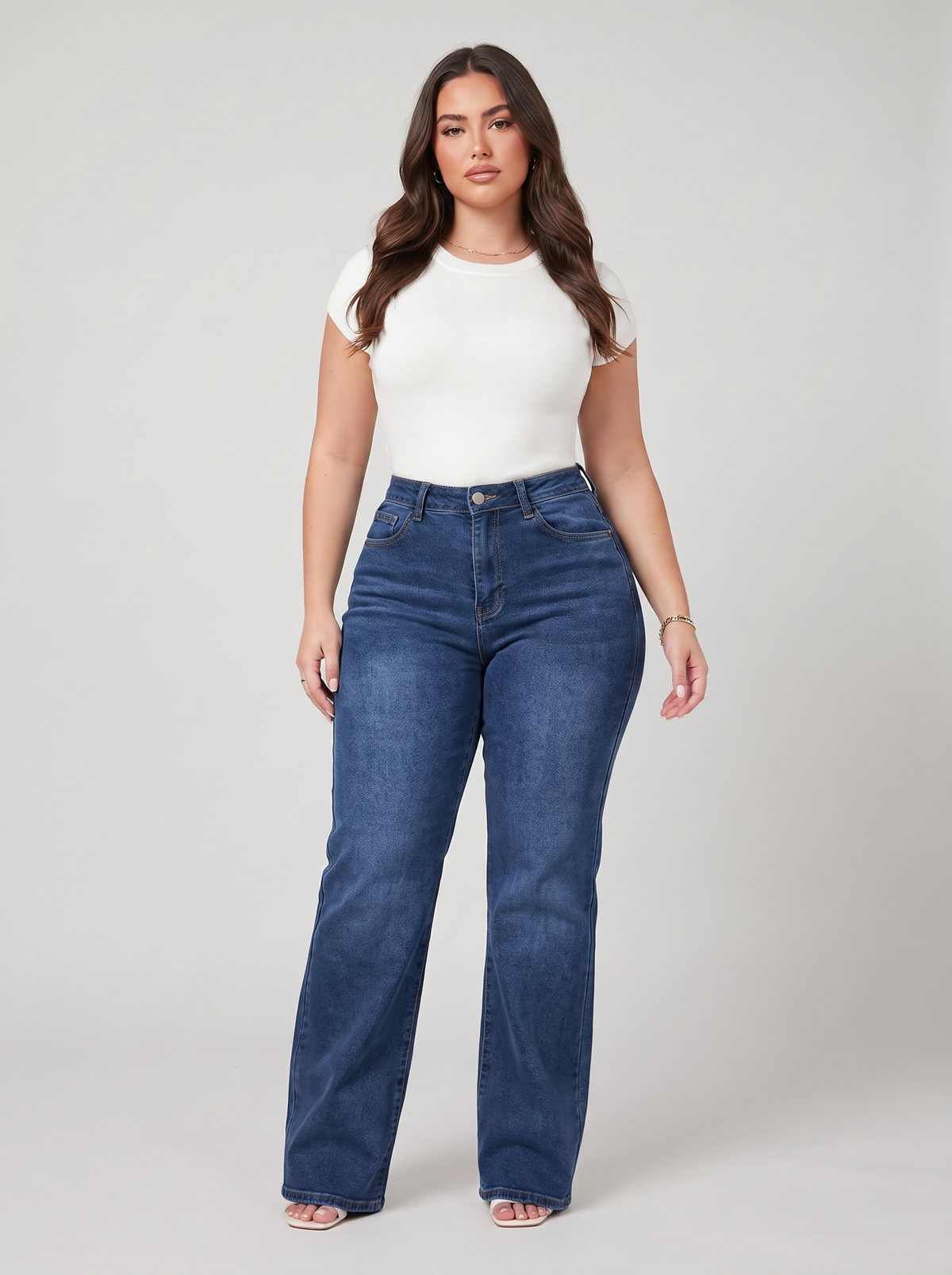 Dames High-Waist Wide-Leg Jeans