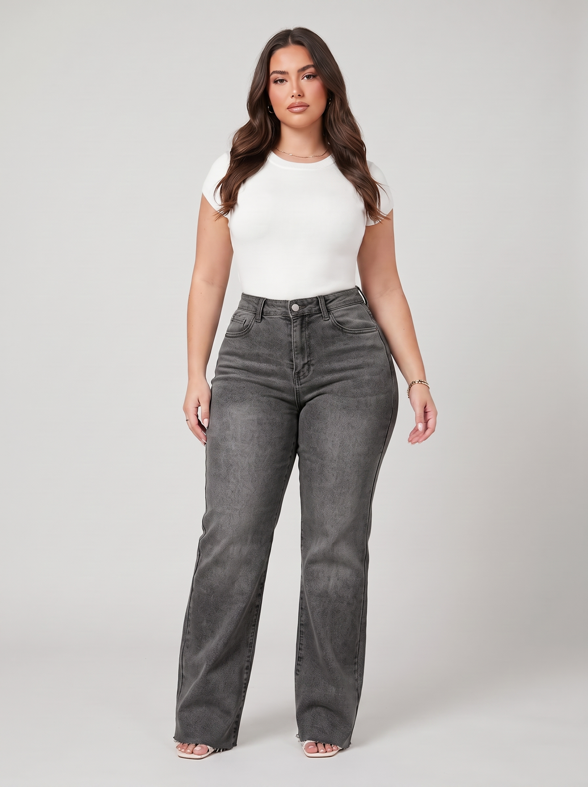 Dames High-Waist Wide-Leg Jeans