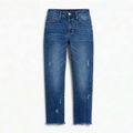 Dames Straight Leg Jeans met Rafeldetail