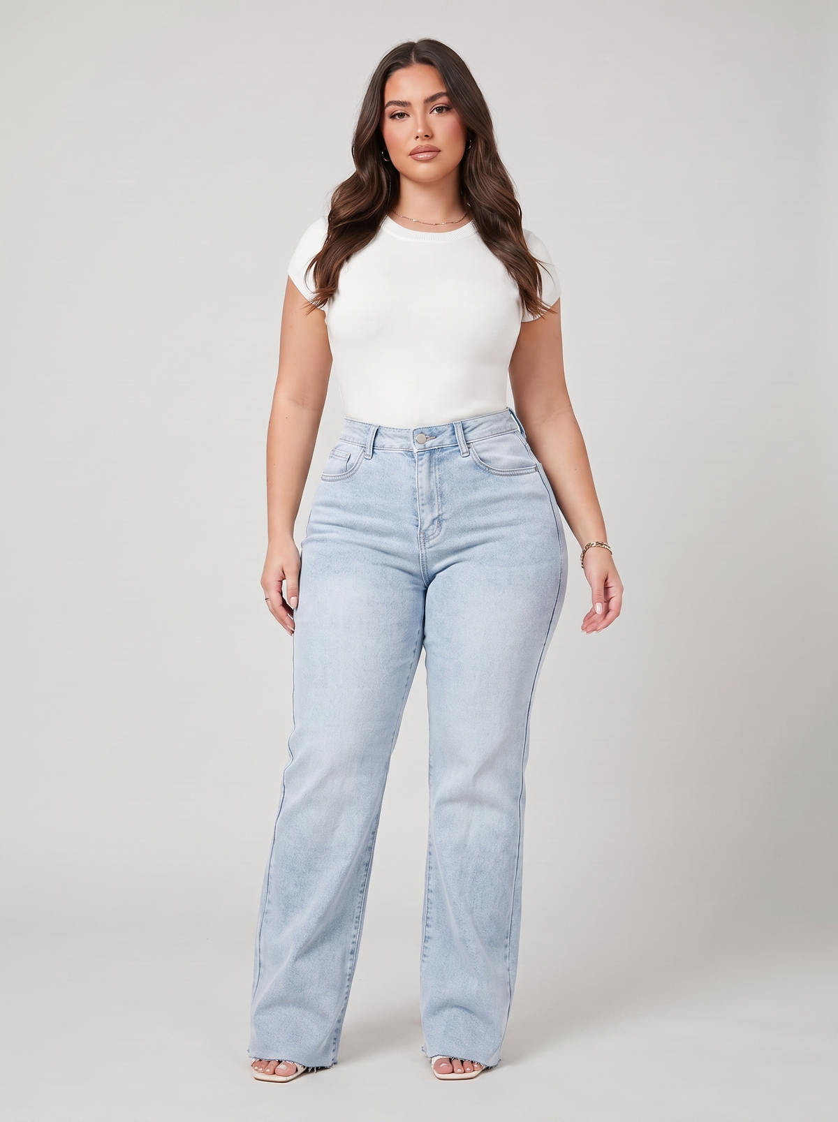 Dames High-Waist Wide-Leg Jeans
