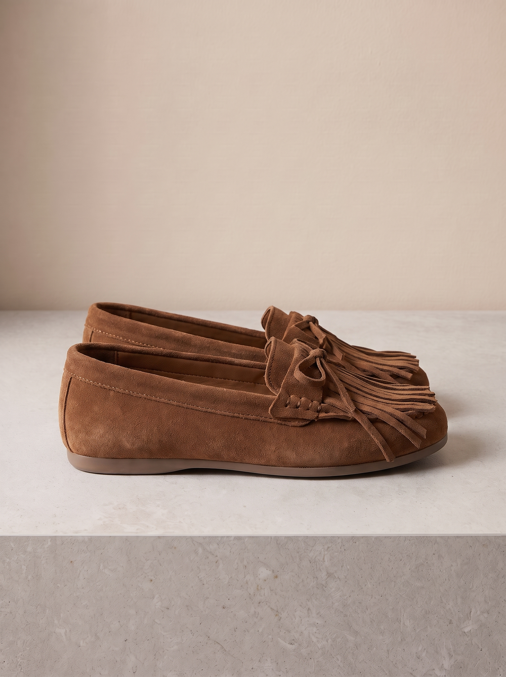 Dames Loafers met Franjes en Strikdetail