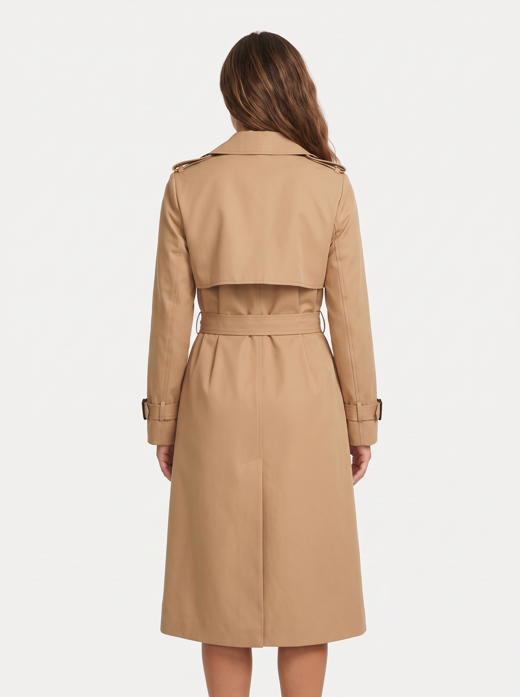 Dames Lange Trenchcoat met Dubbele Knoopsluiting