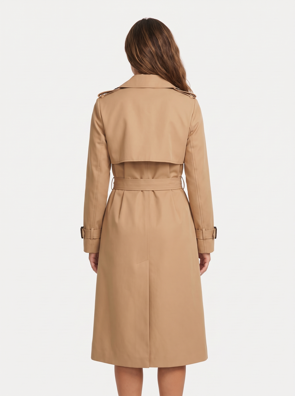 Dames Lange Trenchcoat met Dubbele Knoopsluiting