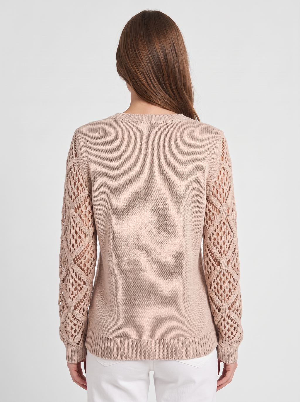 Dames Gebreide V-Hals Trui met Kanten Details