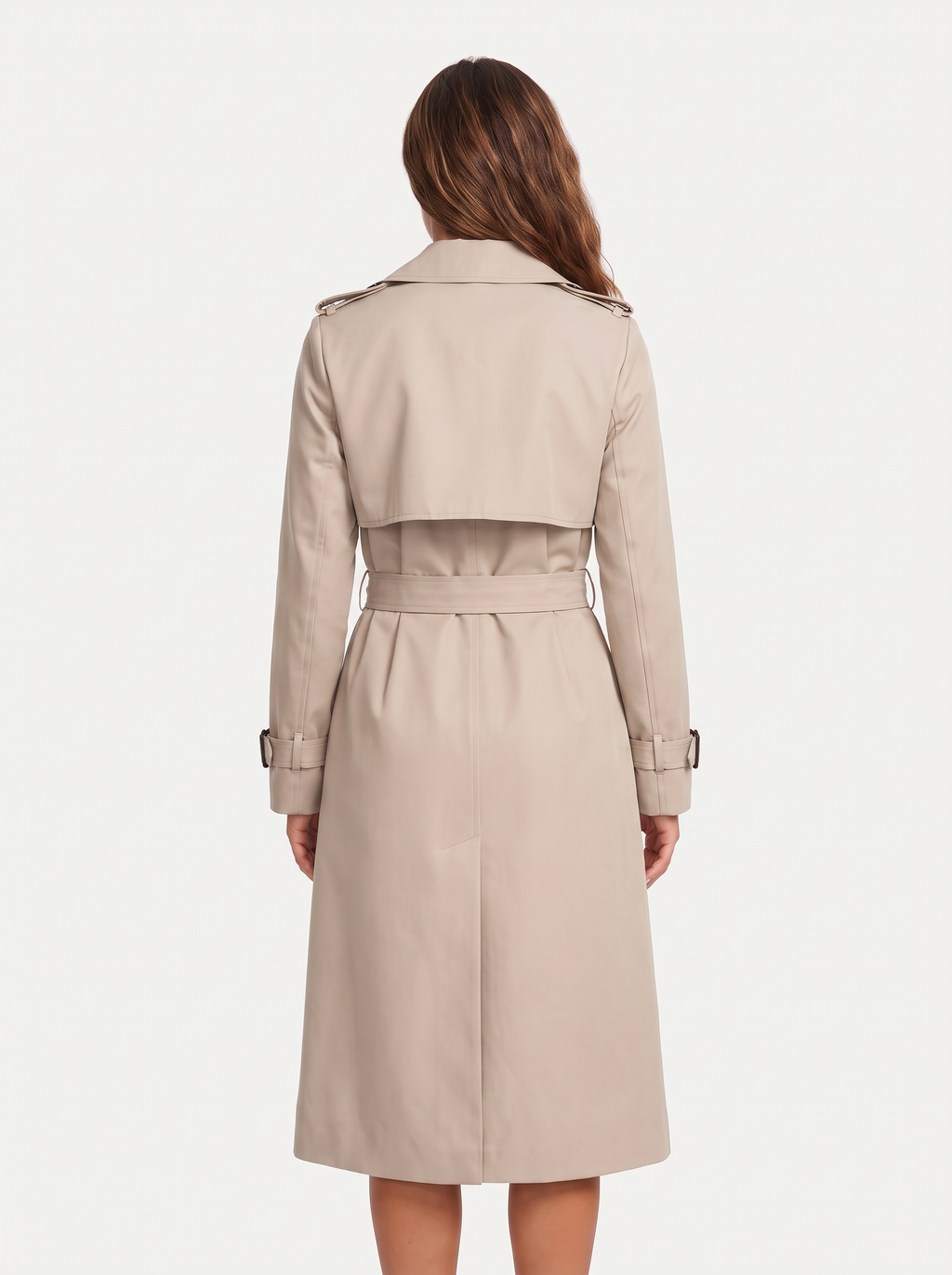 Dames Lange Trenchcoat met Dubbele Knoopsluiting