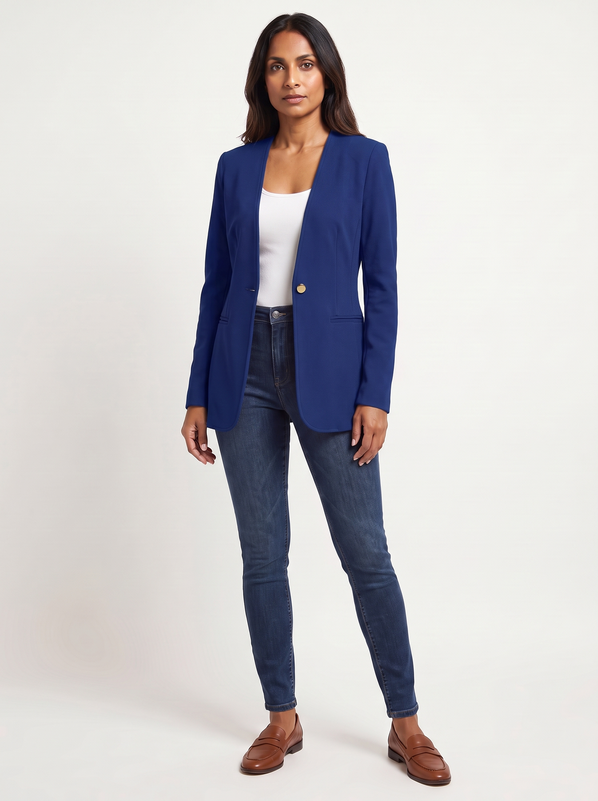 Dames A-Lijn Blazer met V-Hals en Knoopsluiting
