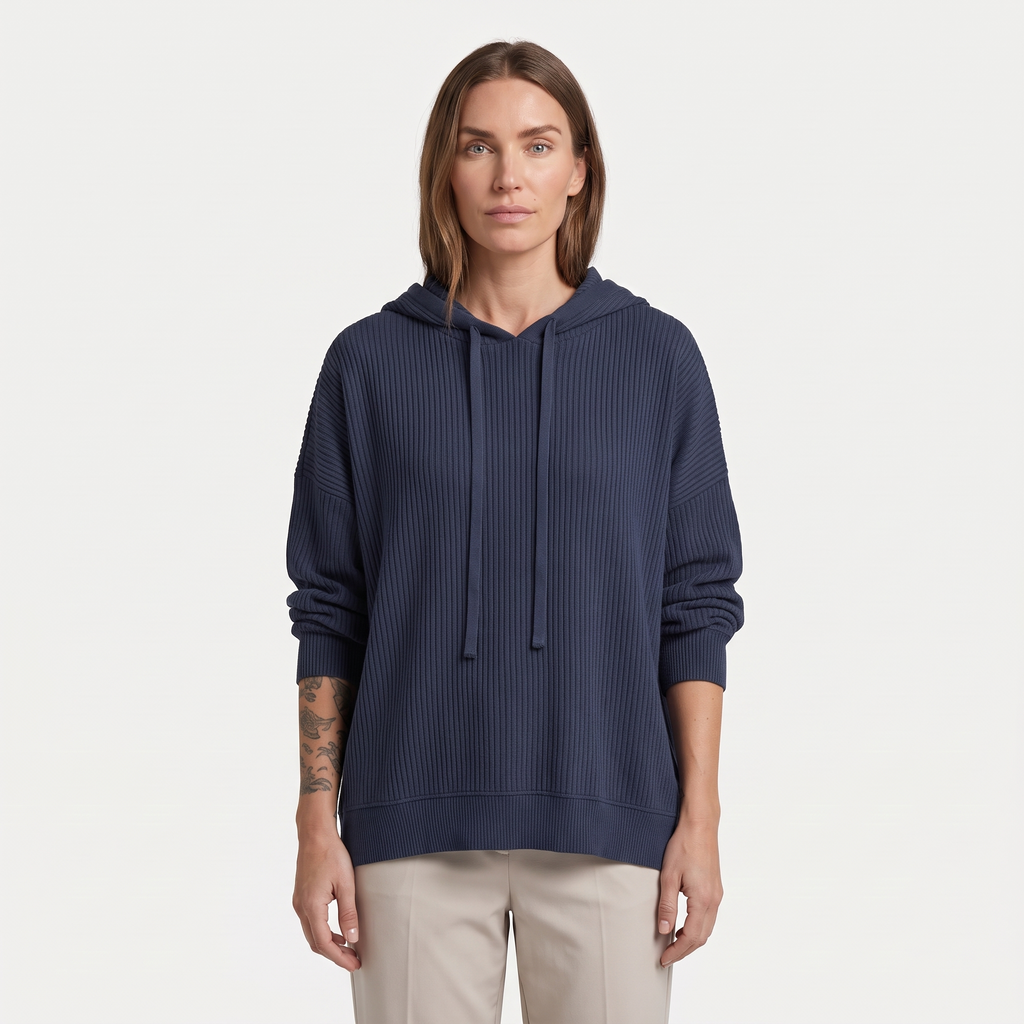 Dames Oversized Gebreide Hoodie met Trekkoord