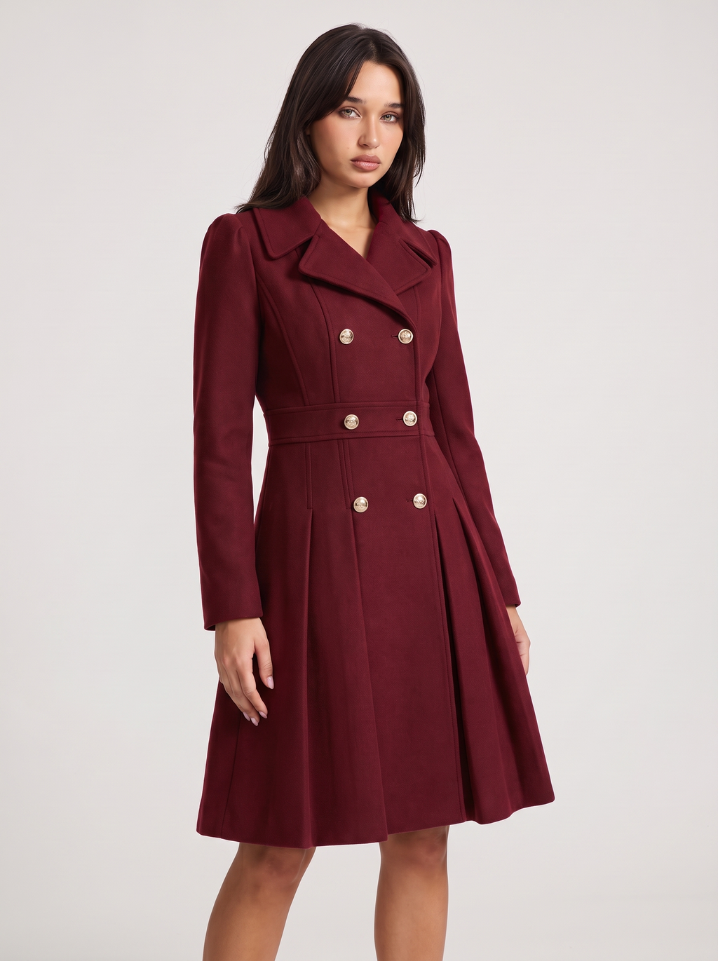 Dames Gevoerde A-Lijn Trenchcoat met Dubbele Knoopsluiting
