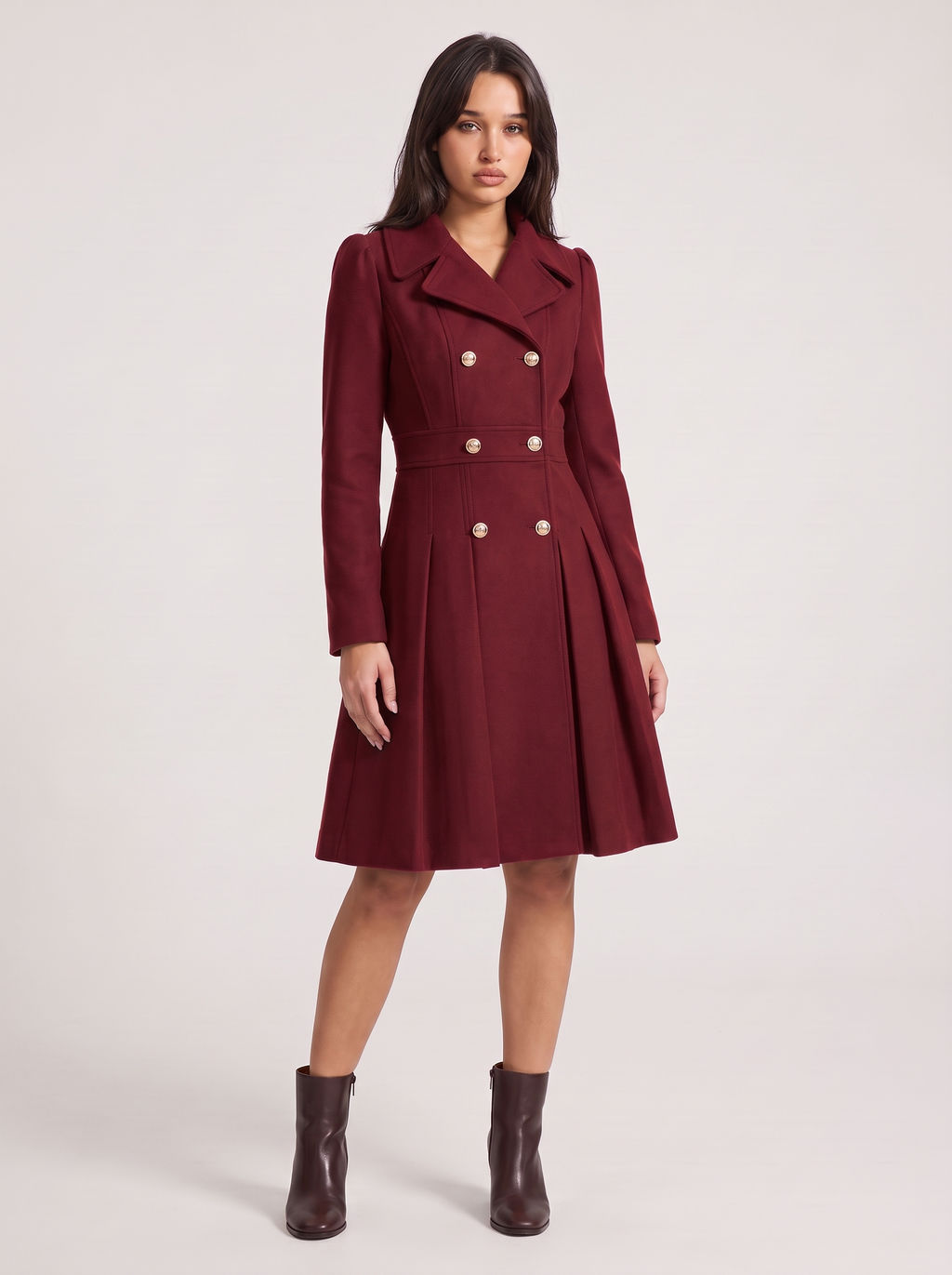 Dames Gevoerde A-Lijn Trenchcoat met Dubbele Knoopsluiting