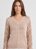Dames Gebreide V-Hals Trui met Kanten Details