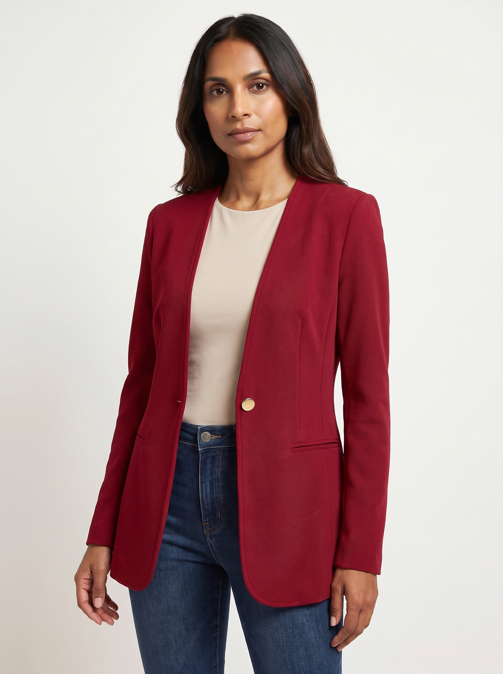 Dames A-Lijn Blazer met V-Hals en Knoopsluiting