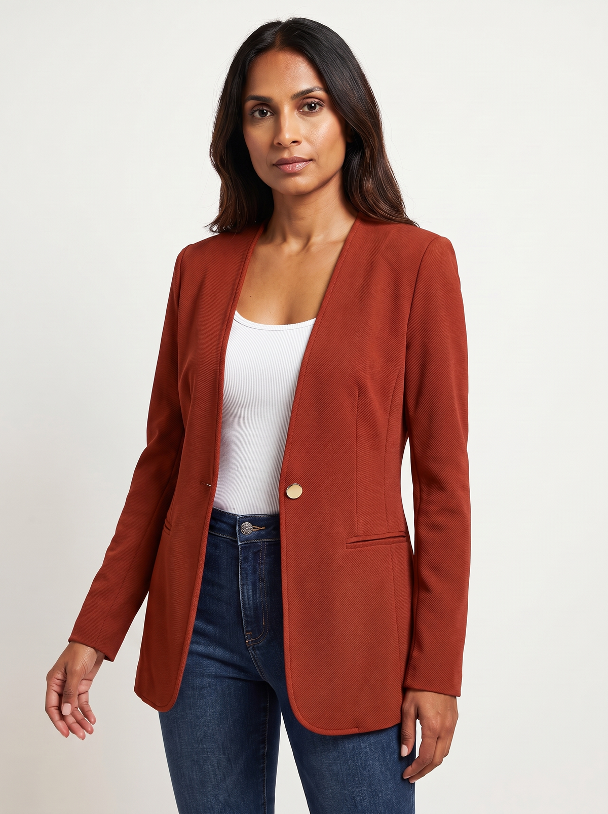 Dames A-Lijn Blazer met V-Hals en Knoopsluiting