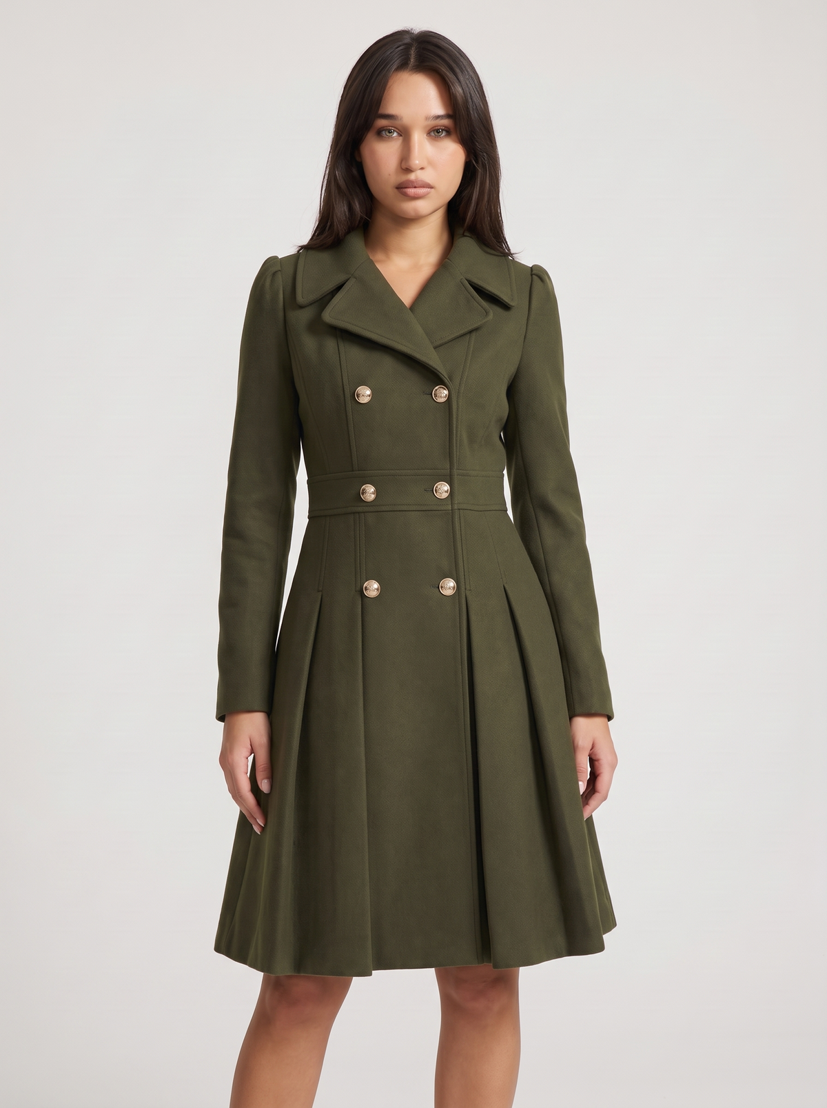 Dames Gevoerde A-Lijn Trenchcoat met Dubbele Knoopsluiting