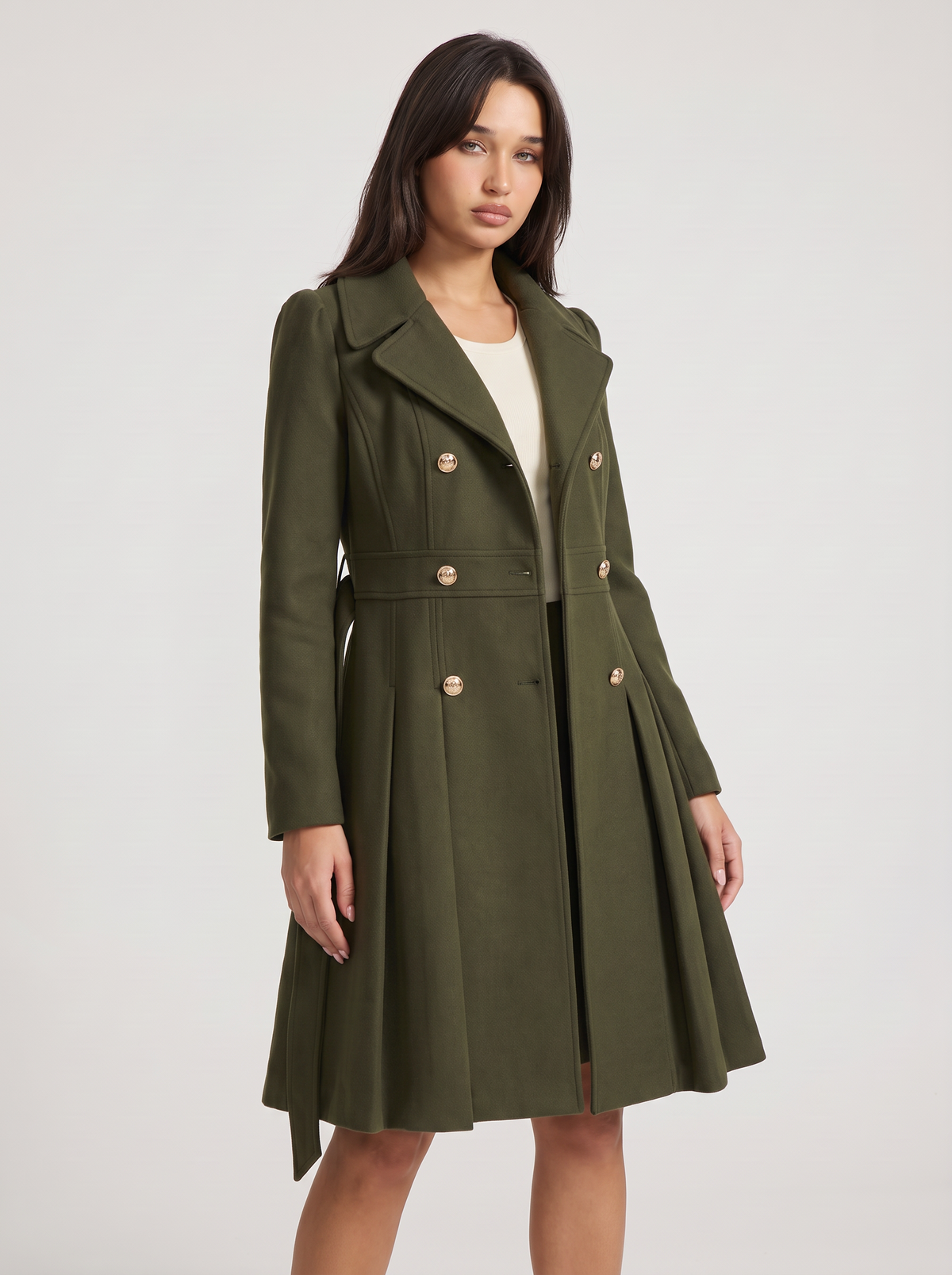 Dames Gevoerde A-Lijn Trenchcoat met Dubbele Knoopsluiting