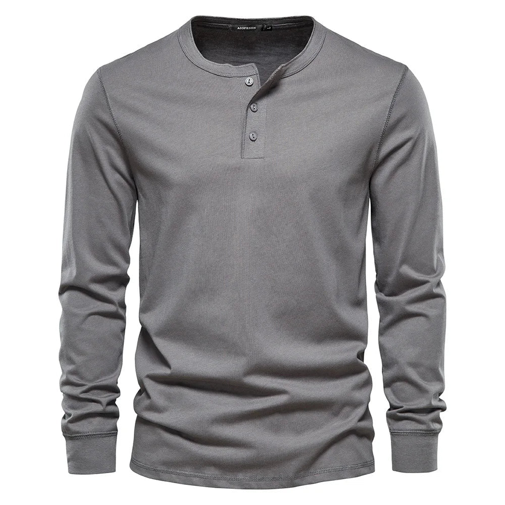 Henley Shirt voor Heren met Knoopsluiting en Lange Mouwen