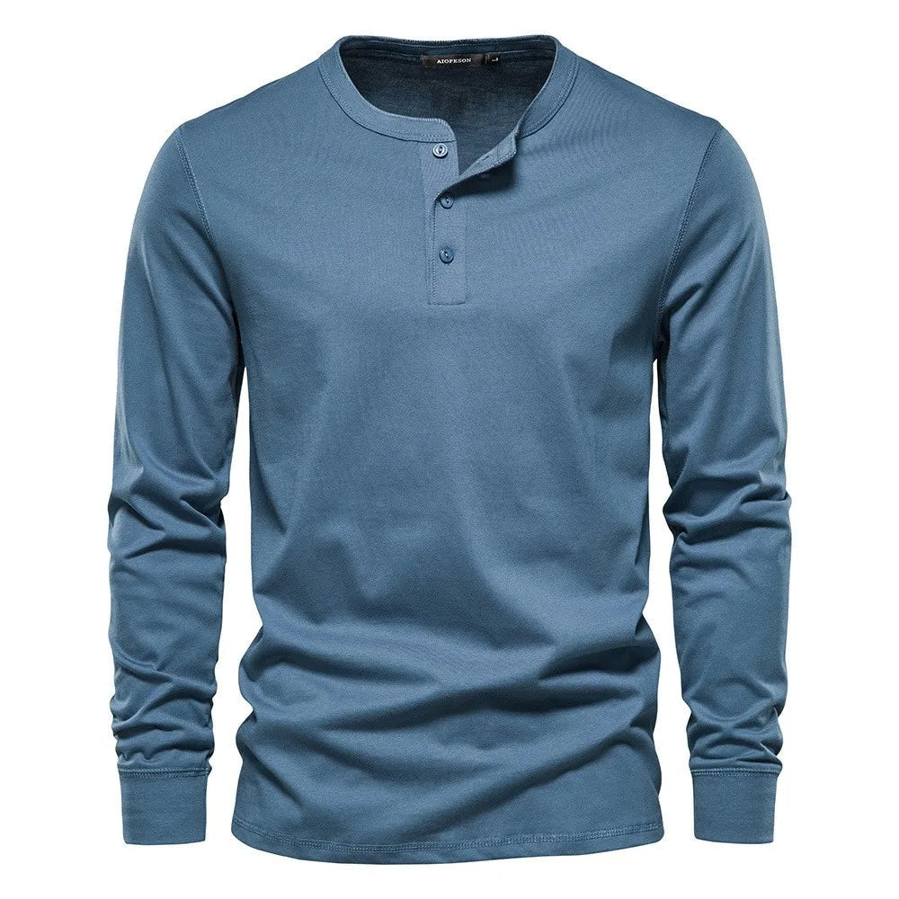 Henley Shirt voor Heren met Knoopsluiting en Lange Mouwen
