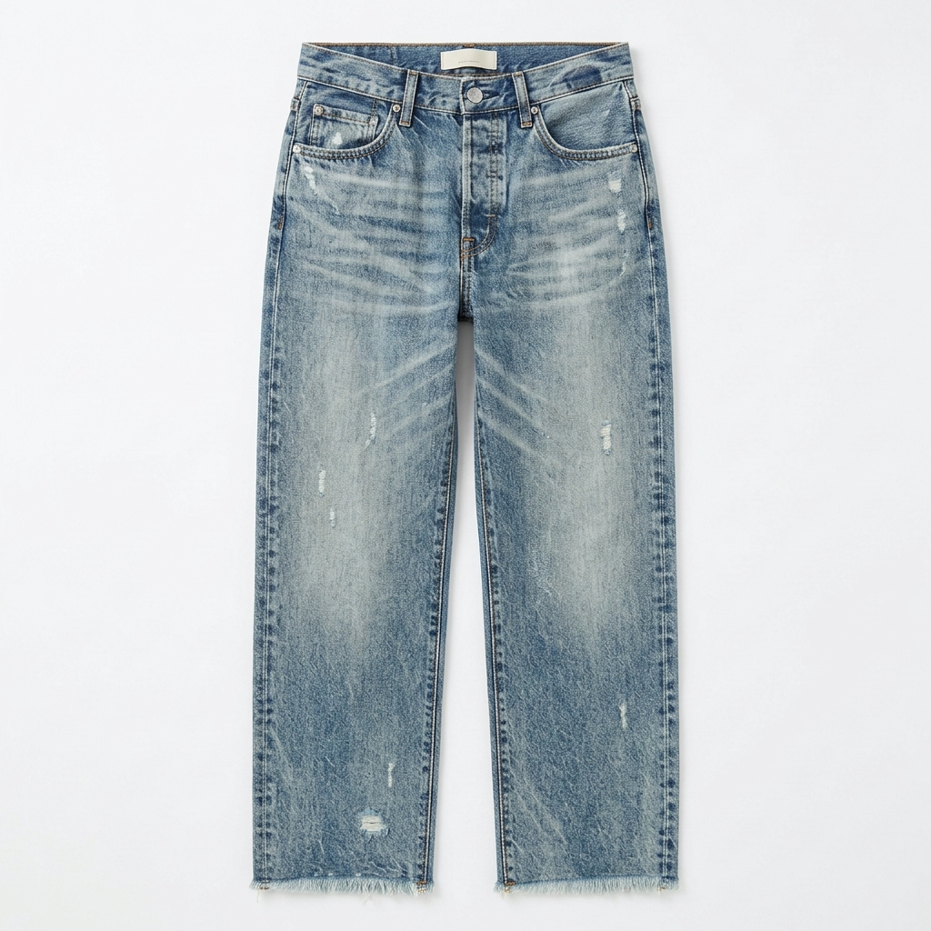 Dames Straight Leg Jeans met Rafeldetail