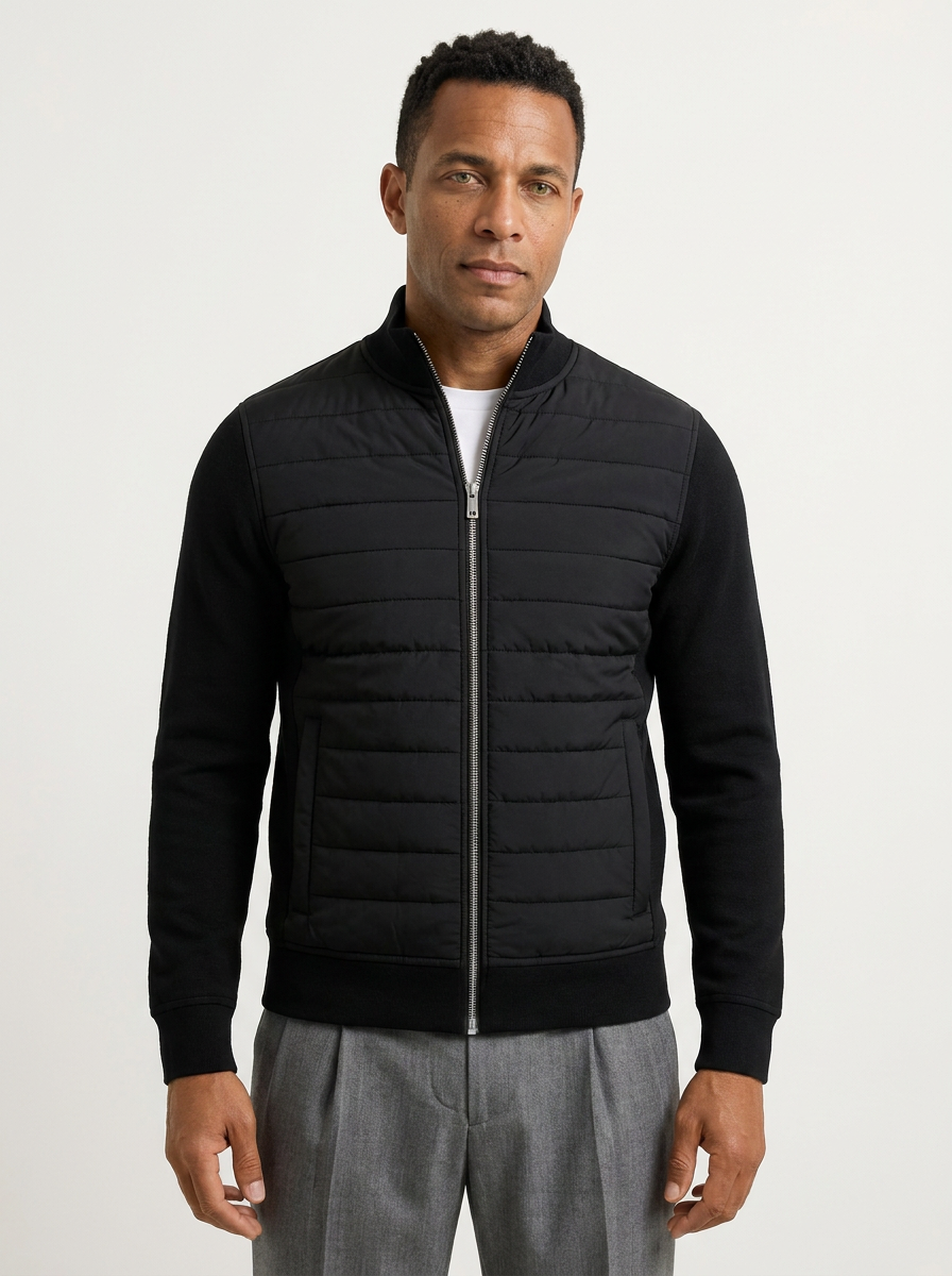 Heren Hybrid Jacket met Gebreide Mouwen