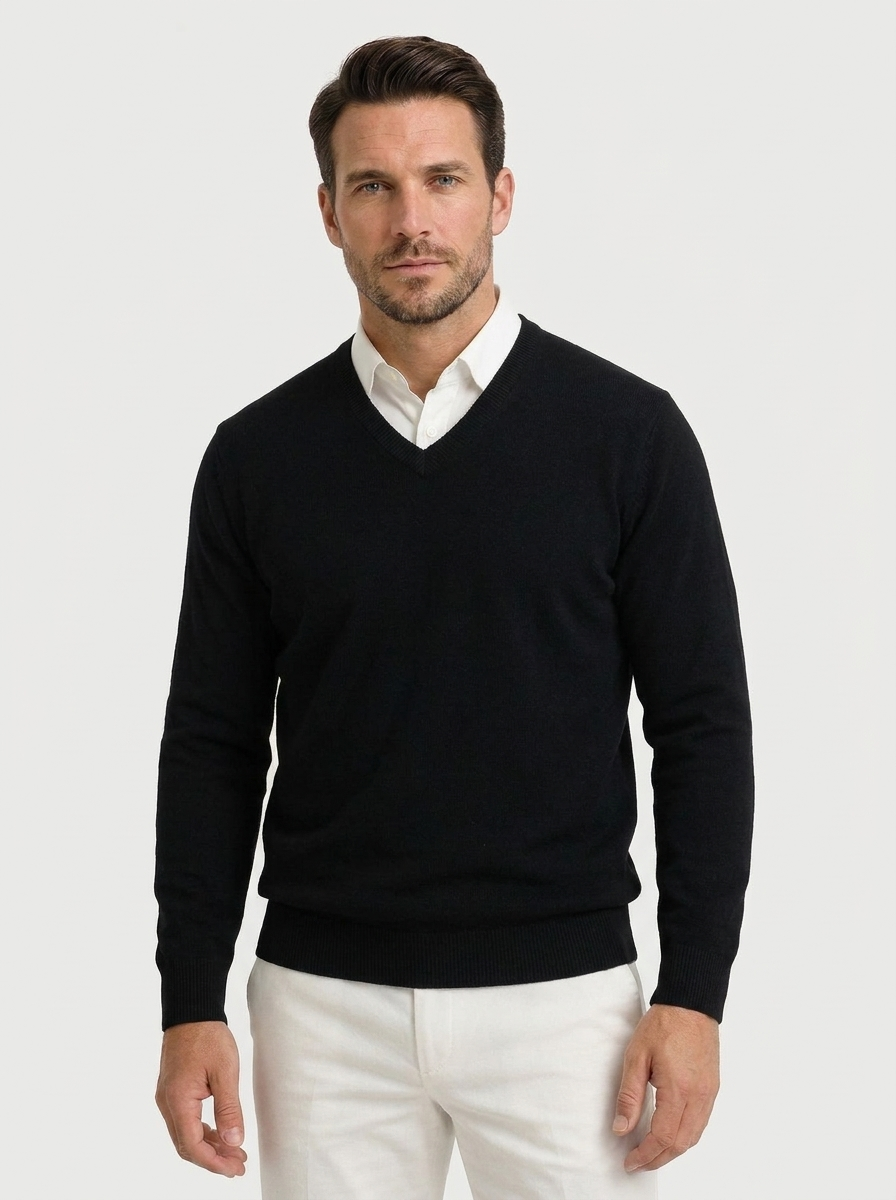 Heren V-Hals Pullover met Slim Fit Pasvorm