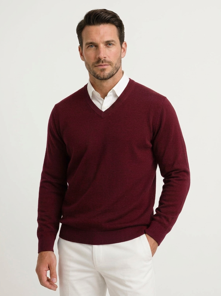 Heren V-Hals Pullover met Slim Fit Pasvorm