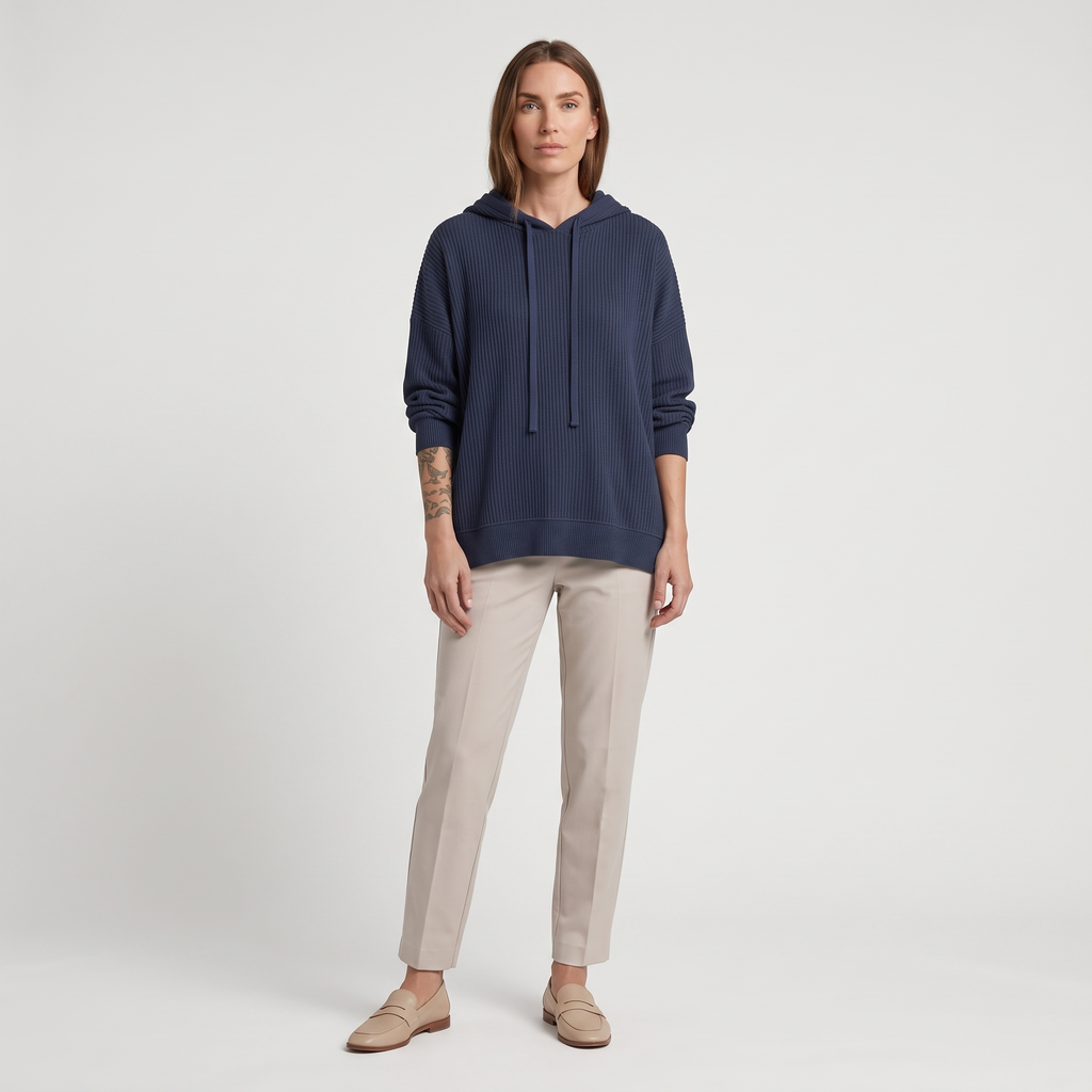 Dames Oversized Gebreide Hoodie met Trekkoord