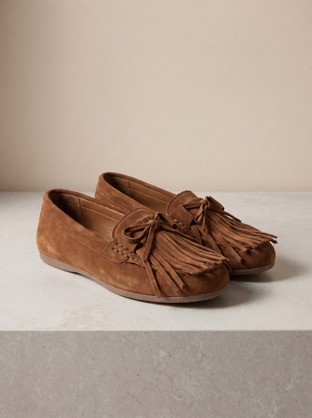Dames Loafers met Franjes en Strikdetail