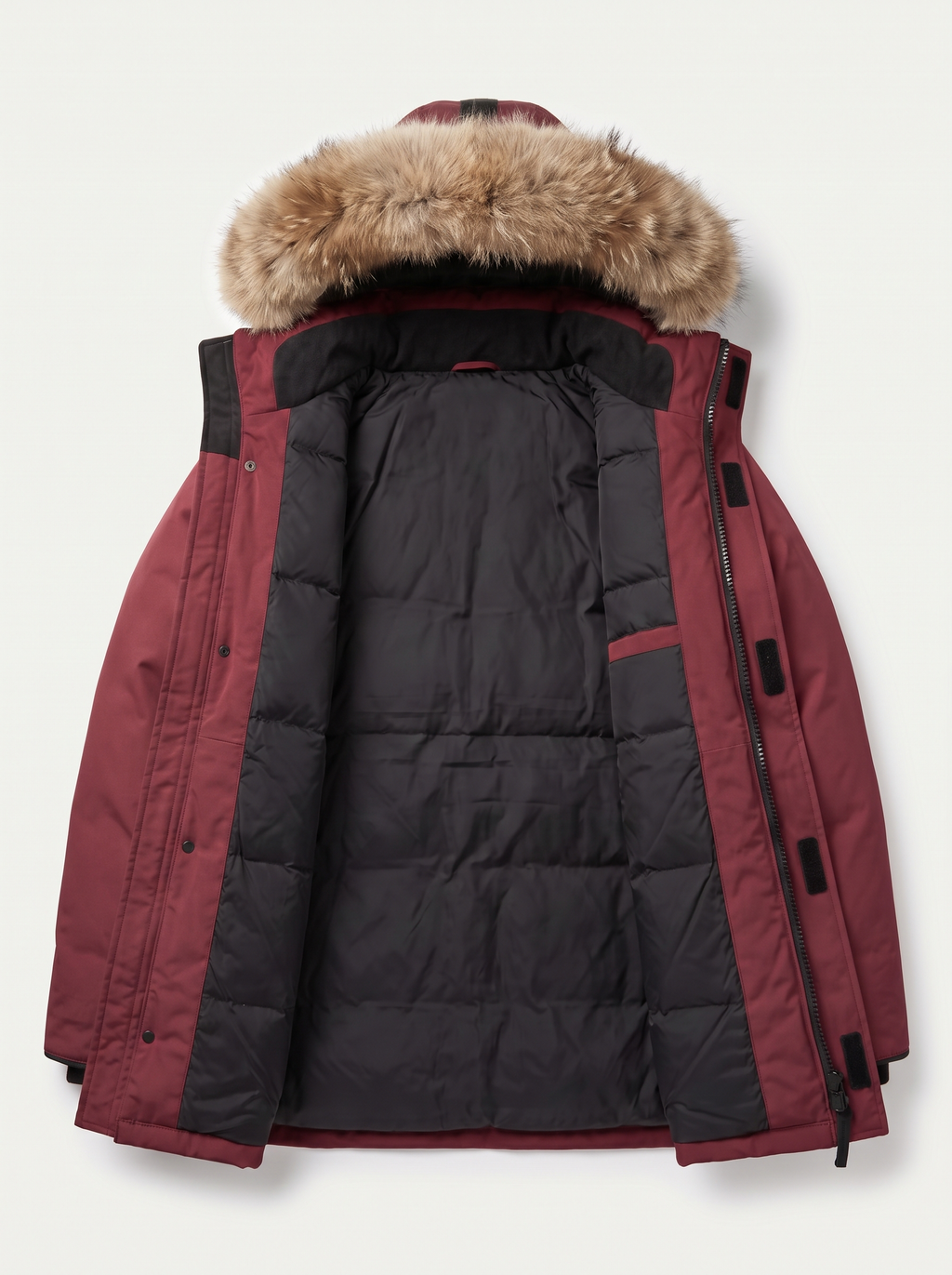 Heren Winterjas met Afneembare Capuchon Bontkraag