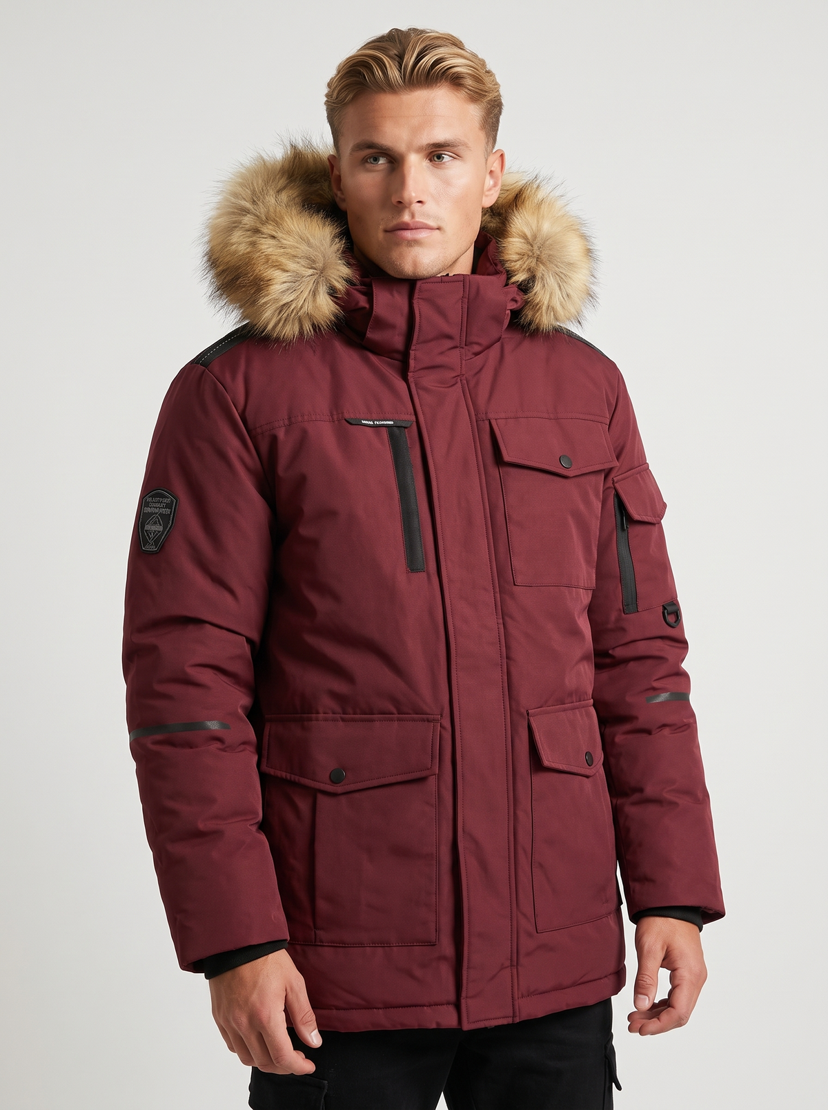Heren Winterjas met Afneembare Capuchon Bontkraag