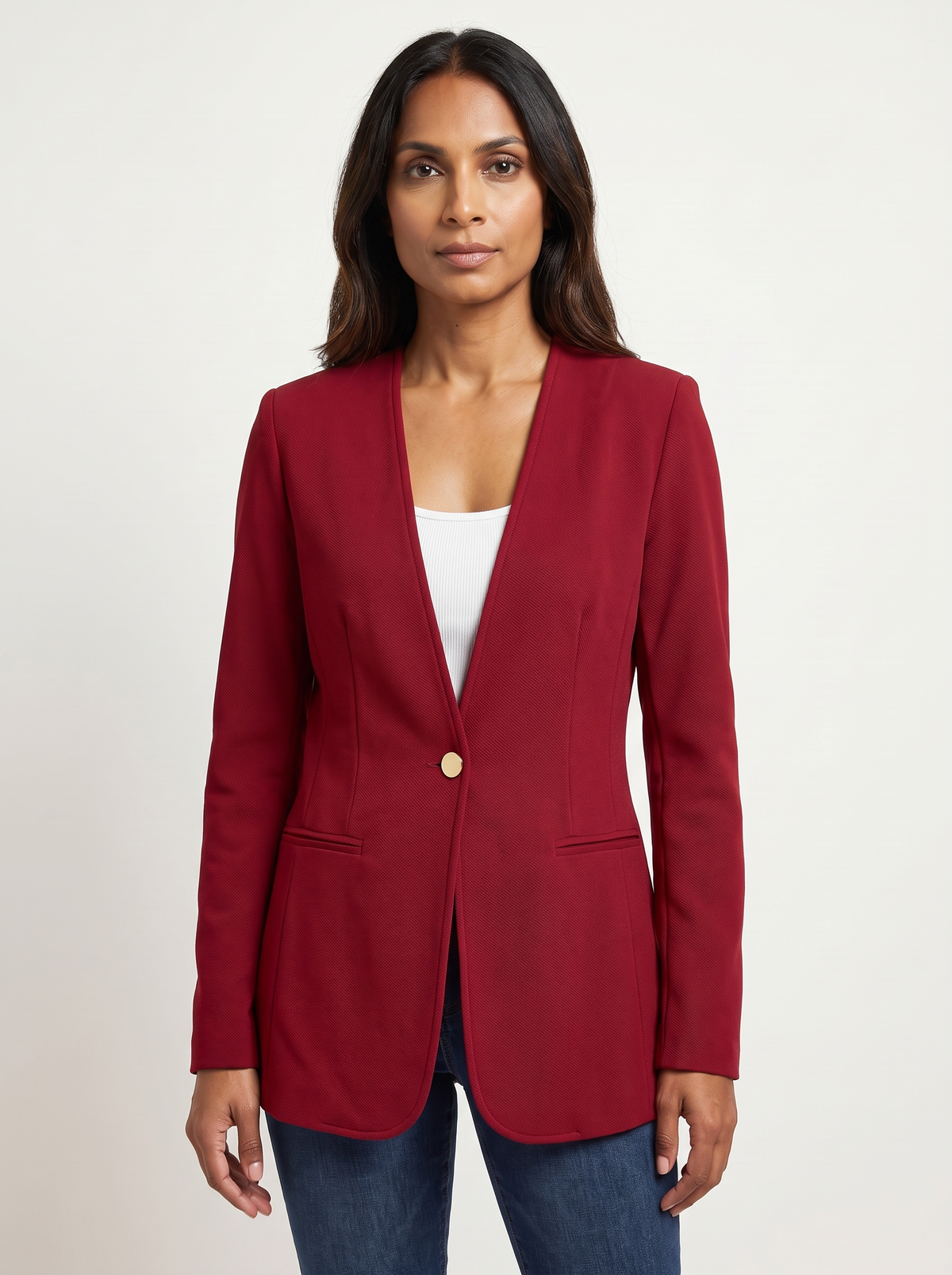 Dames A-Lijn Blazer met V-Hals en Knoopsluiting