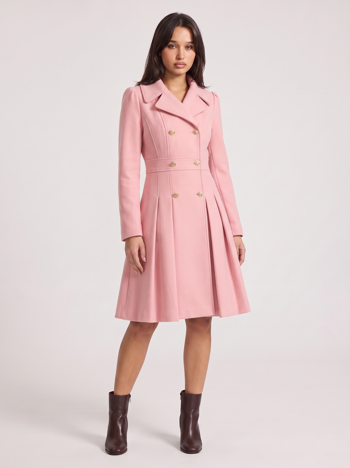 Dames Gevoerde A-Lijn Trenchcoat met Dubbele Knoopsluiting