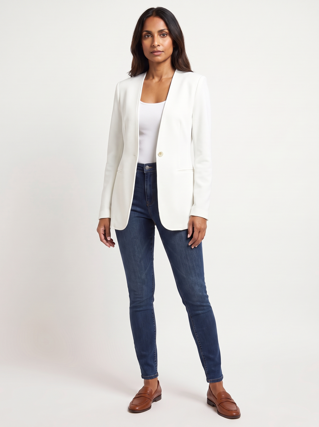 Dames A-Lijn Blazer met V-Hals en Knoopsluiting