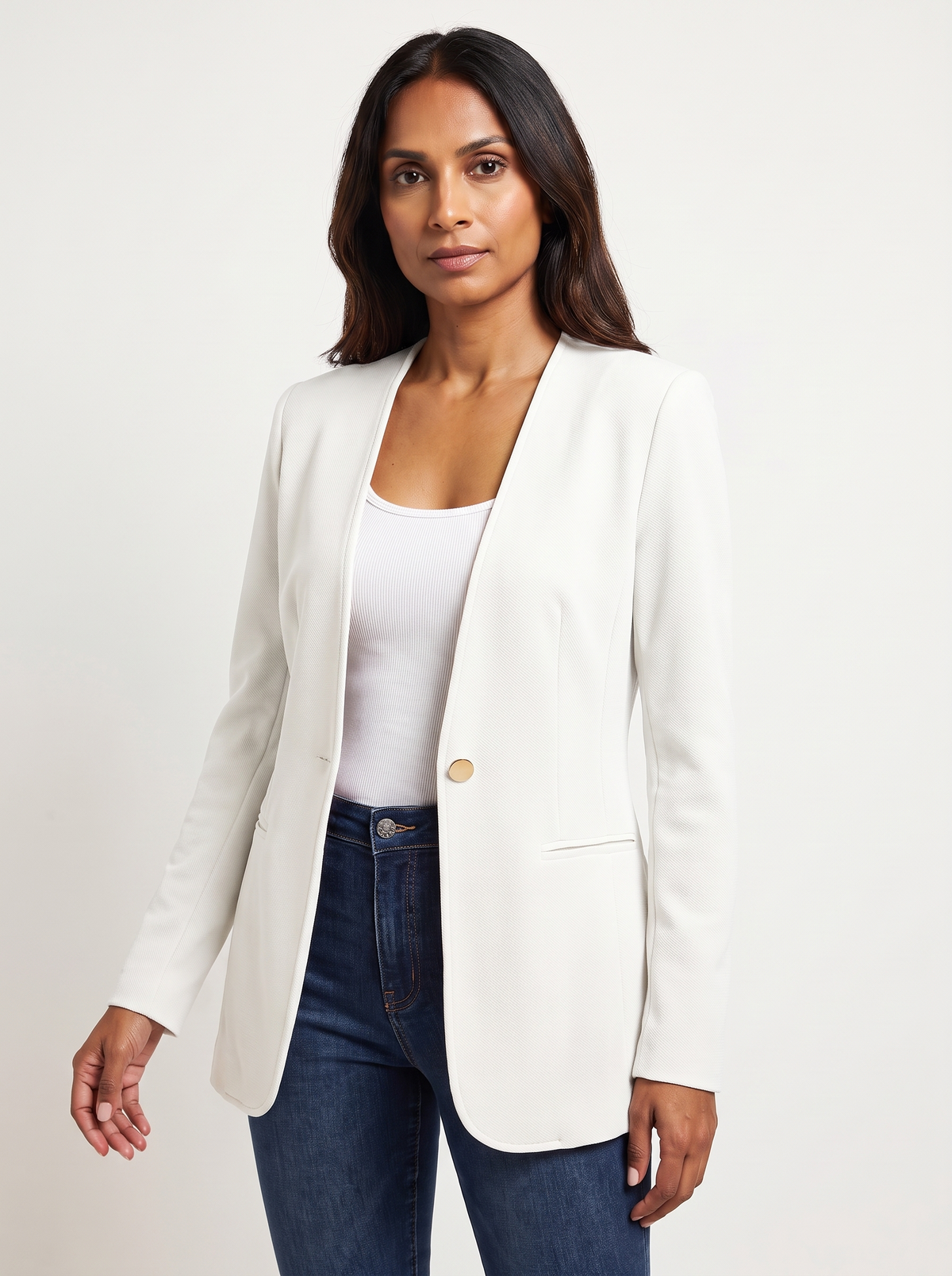 Dames A-Lijn Blazer met V-Hals en Knoopsluiting